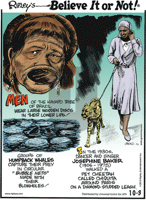 Ripley's Believe It or Not on Thursday October 3, 2013 Comic Strip