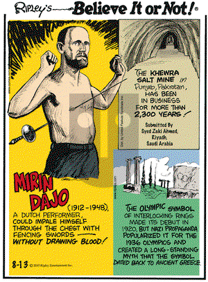 Ripley's Believe It or Not on Friday August 13, 2010 Comic Strip