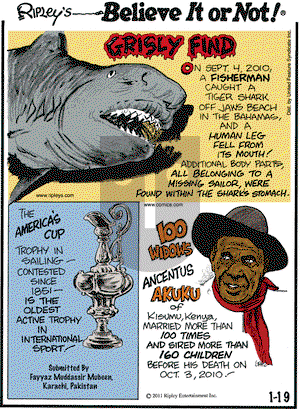 Ripley's Believe It or Not on Wednesday January 19, 2011 Comic Strip