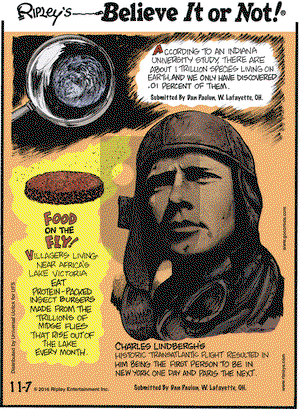 Ripley's Believe It or Not on Monday November 7, 2016 Comic Strip