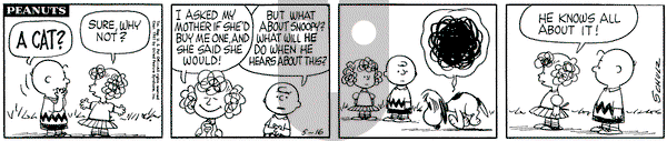 Peanuts on Tuesday May 16, 1961 Comic Strip