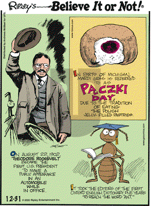 Ripley's Believe It or Not on Thursday December 31, 2020 Comic Strip