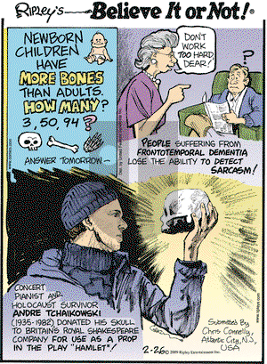 Ripley's Believe It or Not on Thursday February 26, 2009 Comic Strip
