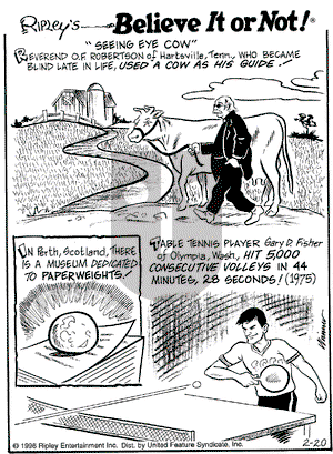 Ripley's Believe It or Not on Tuesday February 20, 1996 Comic Strip