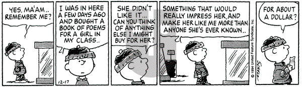 Peanuts on Saturday December 17, 1994 Comic Strip