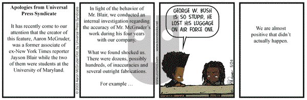 The Boondocks on Saturday May 24, 2003 Comic Strip