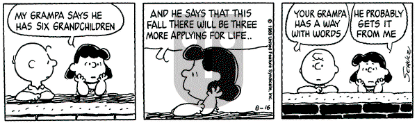 Peanuts on Tuesday August 16, 1988 Comic Strip