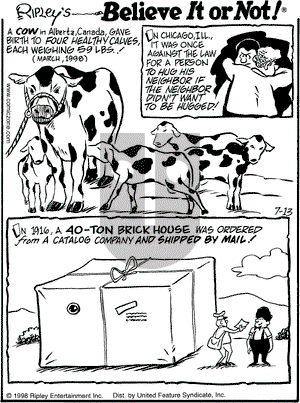 Ripley's Believe It or Not on Monday July 13, 1998 Comic Strip