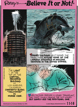 Ripley's Believe It or Not on Friday November 16, 2018 Comic Strip