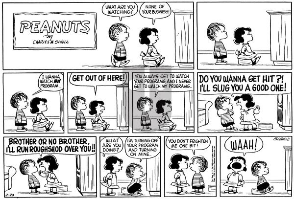 Peanuts on Sunday March 23, 1958 Comic Strip