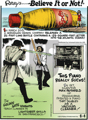 Ripley's Believe It or Not on Tuesday June 4, 2013 Comic Strip