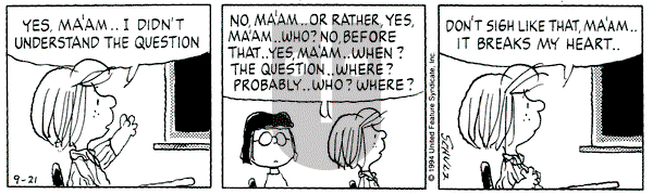 Peanuts on Wednesday September 21, 1994 Comic Strip