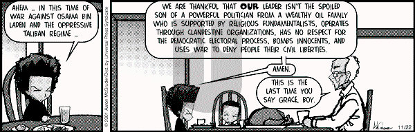 The Boondocks - Thursday November 22, 2001 Comic Strip