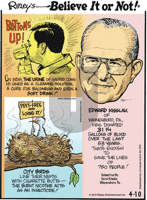 Ripley's Believe It or Not on Friday April 10, 2015 Comic Strip