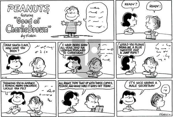 Peanuts - Sunday December 22, 1968 Comic Strip