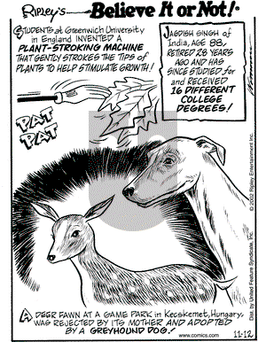 Ripley's Believe It or Not on Saturday January 11, 2003 Comic Strip