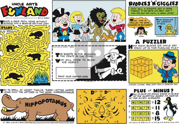 Uncle Art's Funland on Sunday November 7, 2021 Comic Strip
