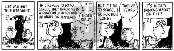 Peanuts on Thursday August 29, 1991 Comic Strip