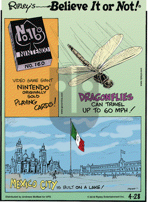 Ripley's Believe It or Not on Saturday April 28, 2018 Comic Strip