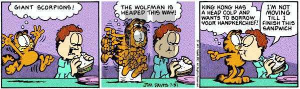 Garfield on Friday July 31, 1992 Comic Strip