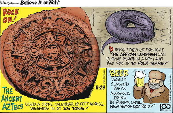 Ripley's Believe It or Not on Sunday June 23, 2019 Comic Strip