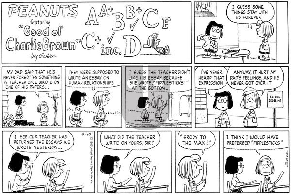 Peanuts on Sunday April 10, 1983 Comic Strip