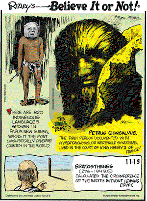Ripley's Believe It or Not on Friday November 13, 2015 Comic Strip