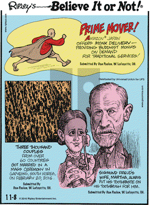Ripley's Believe It or Not on Tuesday November 8, 2016 Comic Strip