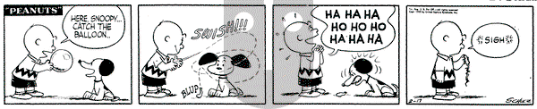 Peanuts on Thursday February 17, 1955 Comic Strip