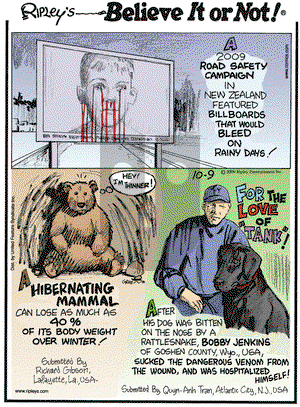 Ripley's Believe It or Not on Friday October 9, 2009 Comic Strip