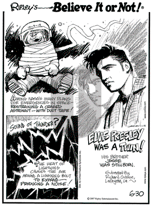 Ripley's Believe It or Not on Saturday June 30, 2007 Comic Strip