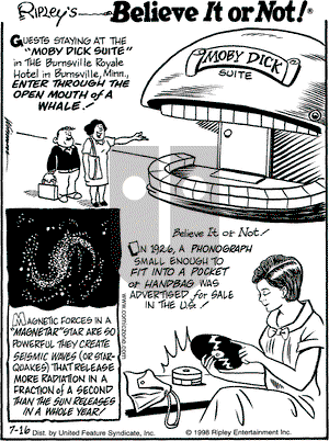 Ripley's Believe It or Not on Thursday July 16, 1998 Comic Strip