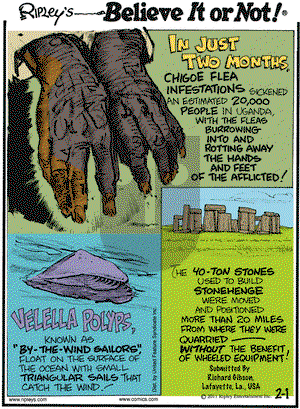 Ripley's Believe It or Not on Tuesday February 1, 2011 Comic Strip