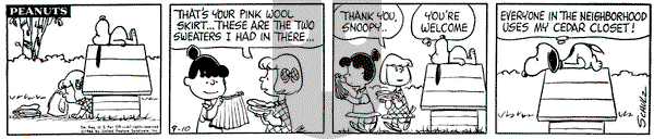 Peanuts on Saturday September 10, 1966 Comic Strip