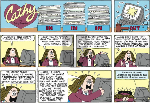 Cathy Classics on Sunday February 22, 1998 Comic Strip