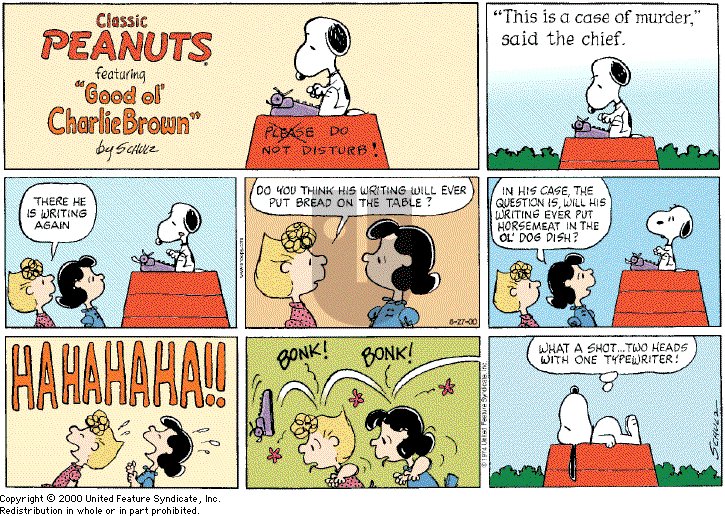 Peanuts - Sunday August 27, 2000 Comic Strip