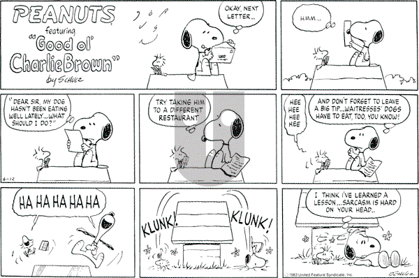 Peanuts - Sunday June 12, 1983 Comic Strip