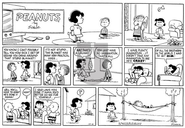 Peanuts on Sunday December 6, 1959 Comic Strip