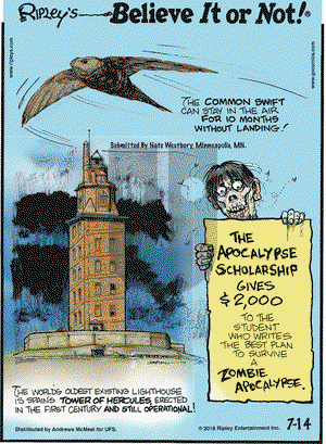 Ripley's Believe It or Not on Saturday July 14, 2018 Comic Strip