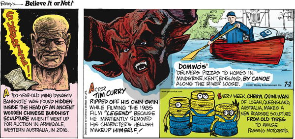 Ripley's Believe It or Not on Sunday July 2, 2017 Comic Strip