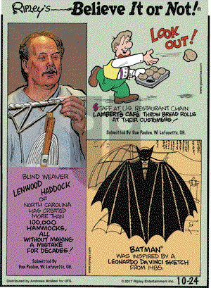 Ripley's Believe It or Not on Tuesday October 24, 2017 Comic Strip