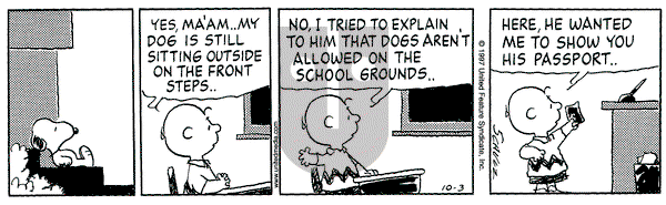 Peanuts on Friday October 3, 1997 Comic Strip