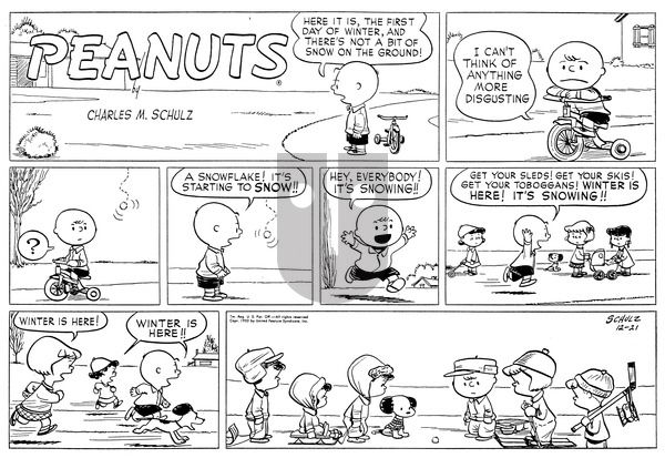 Peanuts on Sunday December 21, 1952 Comic Strip