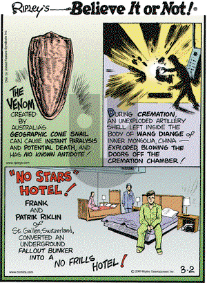 Ripley's Believe It or Not on Monday March 2, 2009 Comic Strip