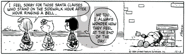 Peanuts on Tuesday December 6, 1994 Comic Strip