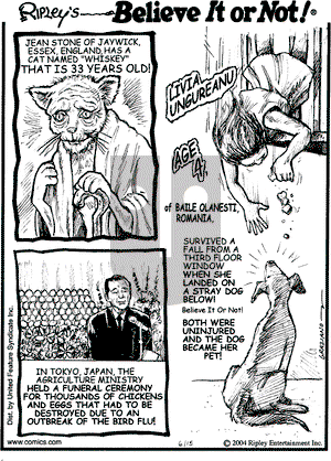 Ripley's Believe It or Not on Tuesday June 15, 2004 Comic Strip