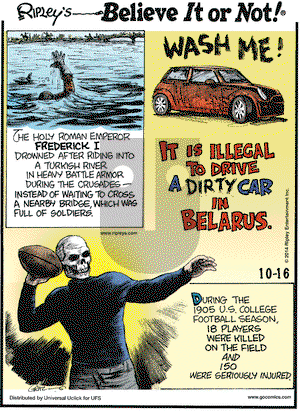 Ripley's Believe It or Not on Thursday October 16, 2014 Comic Strip