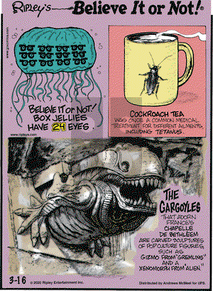 Ripley's Believe It or Not on Monday March 16, 2020 Comic Strip