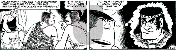 Alley Oop on Monday February 25, 2002 Comic Strip