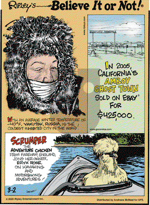 Ripley's Believe It or Not on Monday March 2, 2020 Comic Strip